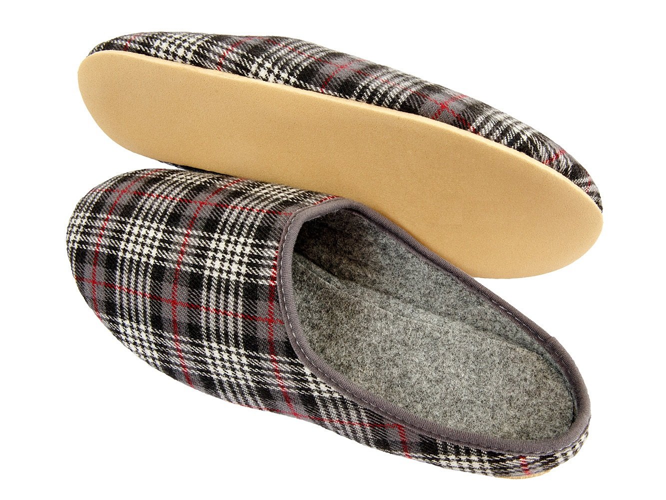 Filzpantoffeln Hausschuhe aus Filz mit Gummisohle Filzlatschen Soft für Herren Gitter Braun Dunkelblau Grau Apreggio (43, Grau)