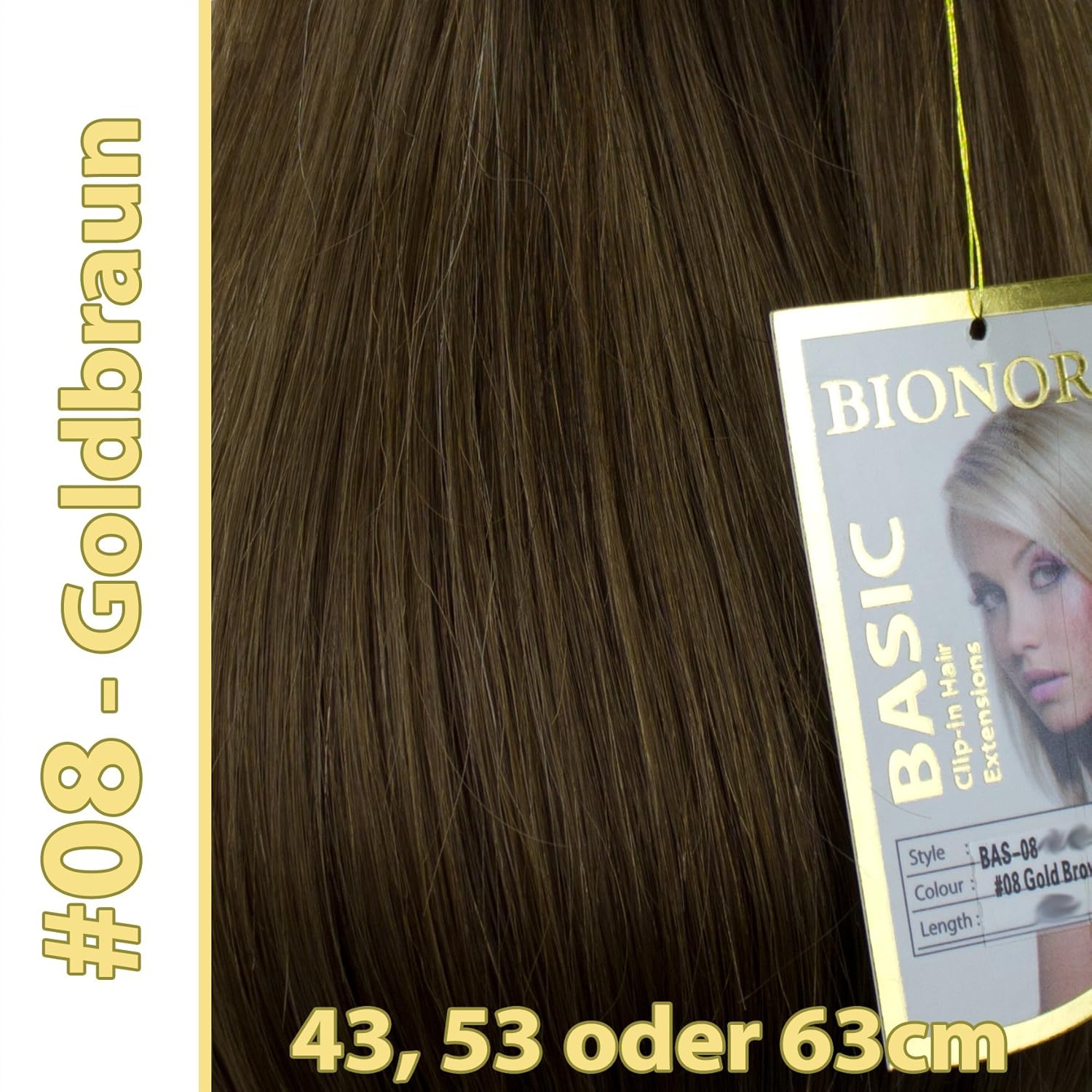 Clip in Haar Extensions mit Echthaar 08 Goldbraun in 40cm 50cm Clip in Haar Extensions mit Echthaar 08 Goldbraun in 40cm 50cm od 60cm BASIC von BIONORA Haarverlängerung Amazon Beauty