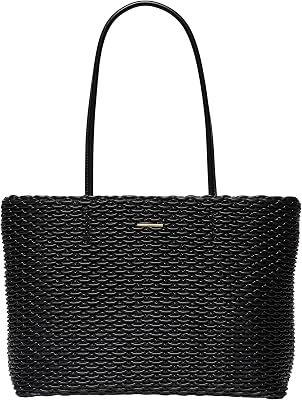 Sac fourre-tout plissé avec fermeture éclair pour femme, noir (noir), taille unique