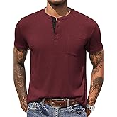 COOFANDY Men's Henley Shirts Short Sleeve Button T Shirt Casual Summer Basic Tee Tops with Pocket