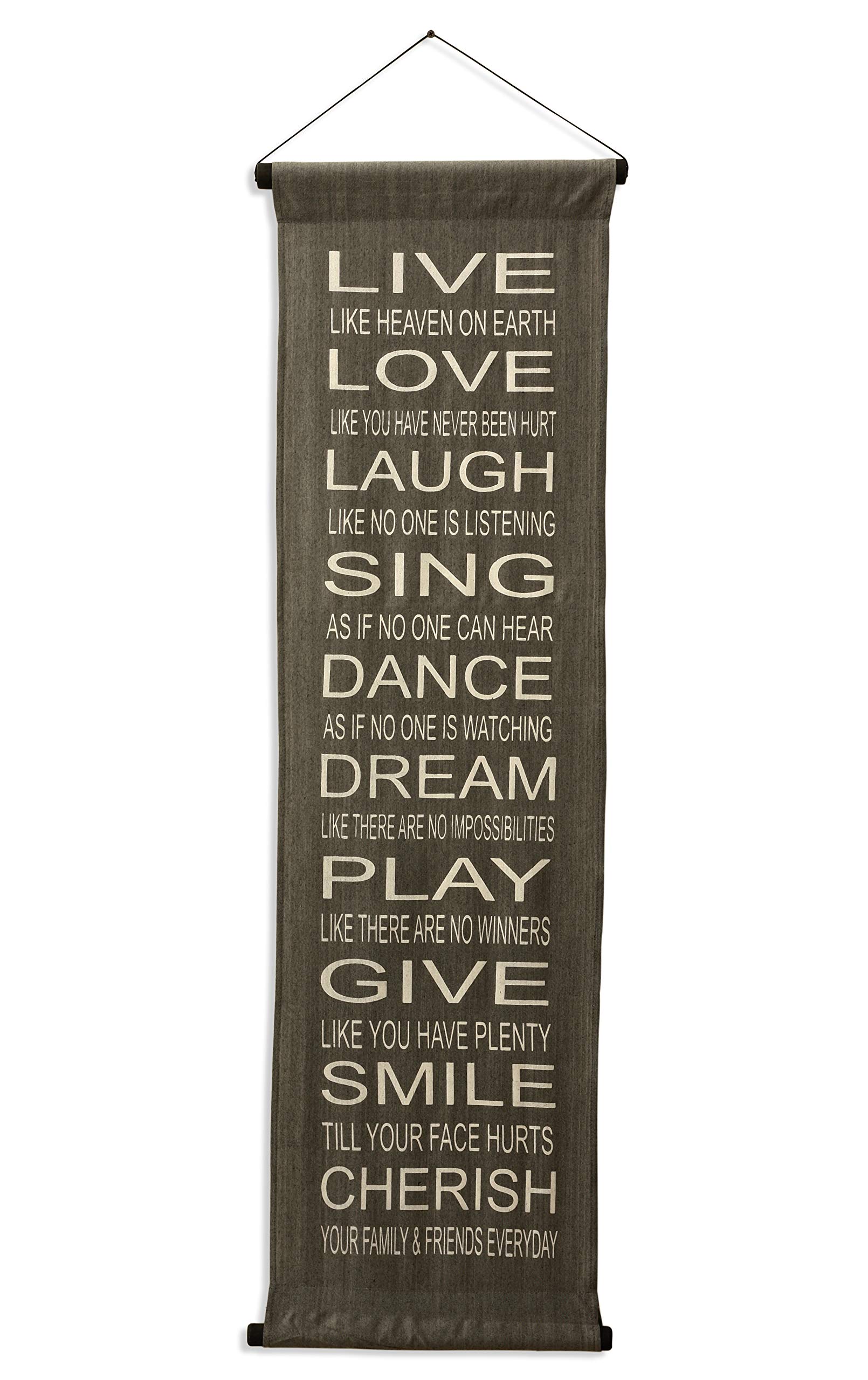 G6 Collection Inspirational Wall Banner Inspirational Quote Live, Love, Laugh, Sing Grey