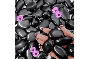 NUPICK 3lb River Rocks for Plants Indoor, 1-2Inch Black Pebbles for Vases Fillers, Decorative Gravel for Fish Tank, Natural P