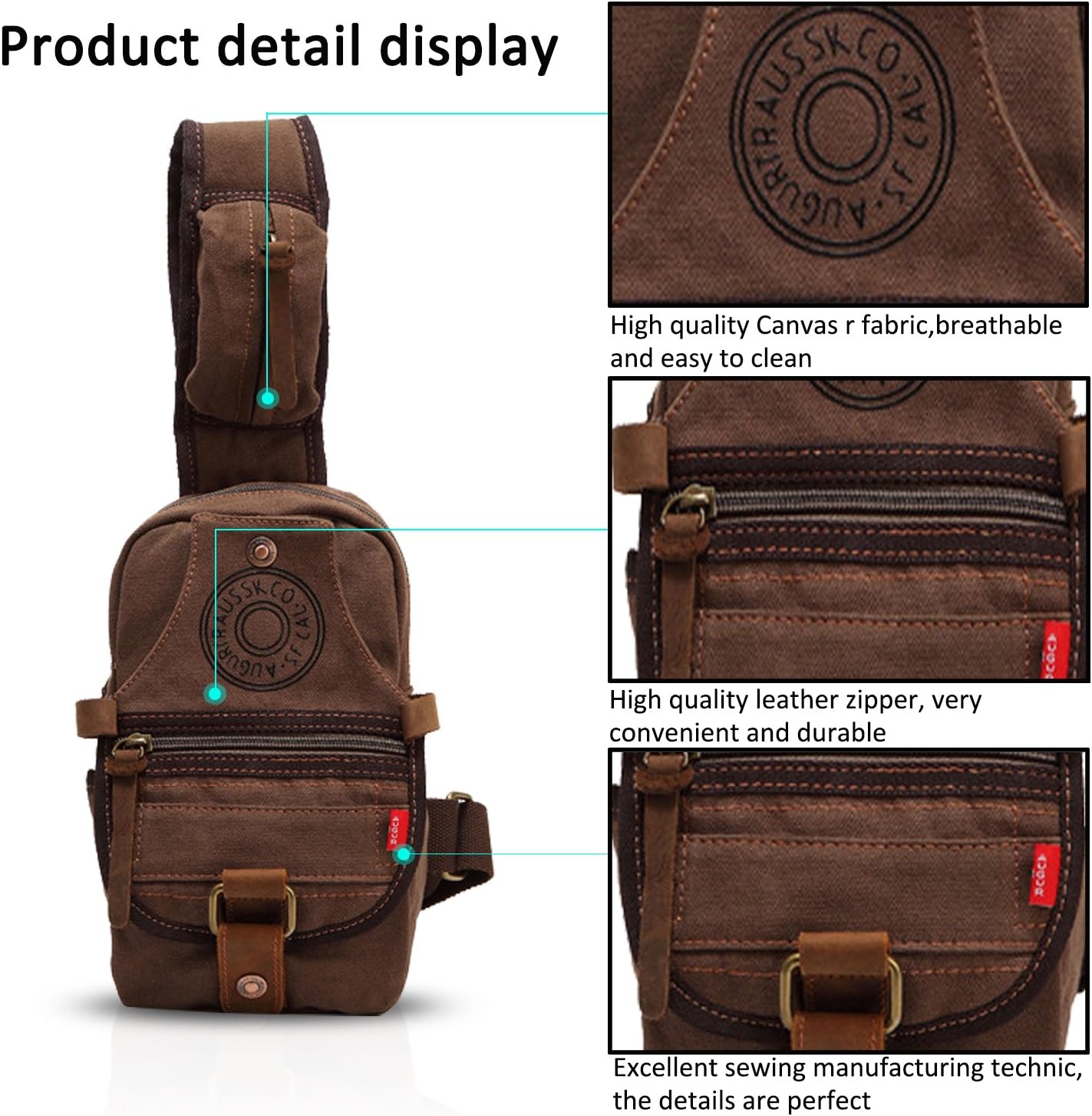 FANDARE Sling Bag Monospalla Zaino Spalla Borsa a Tracolla Borsello  Marsupio Zainetto Chest Bag Scuola Uomo Donne Tela Army Green Scarpe e  borse urban-earth.co.uk