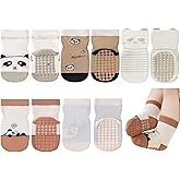 Exegawe Toddler Non Slip Socks, Cute Baby Socks with Grips Crew Socks 5 Pairs