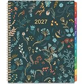 2027 Planner - 2027 Monthly Planner, Jan. 2027 - Dec. 2027, 9" x 11" | 2027 Calendar Planner,12 Month with Colourful Tabs &amp; Pocket, Flexible Cover, Twin-Wire Binding, Thick Paper - Leaves