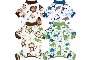 XPUDAC 4 Pack Dog Pajamas Comfy Strechy Doggie Pjs Puppy Clothes for Small Medium Dogs Boy Girl Cat Pet Outfits, S