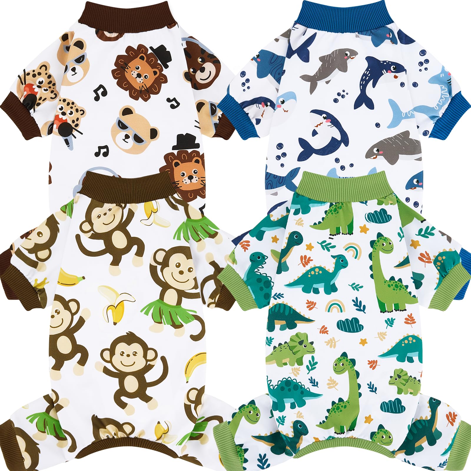 Photo 1 of (2XL) (3 OF 4) (BAGGED) XPUDAC 4 Pack Dog Pajamas Comfy Strechy Doggie Pjs Puppy Clothes for Small Medium Dogs Boy Girl Cat Pet Outfits, 2XL
