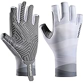 Lightweight Sun Protection Fingerless Fishing Gloves Men & Women – Reinforced Palm Quick-Release Breathable Kayaking Hiking Cycling Driving Gloves 