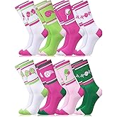 Cuffbow 8 Pairs Dink Ball Pattern Socks Performance Novelty Athletic Socks Sports Gift for Dink Ball Lovers Women Men