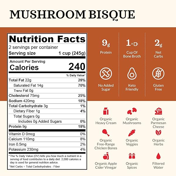 KETTLE & FIRE MUSHROOM BISQUE KETO SOUP, 16.9 OZ