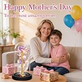 Childom Colorful Rainbow Roses In Glass Dome - Mothers Day Gifts For Mum view 2