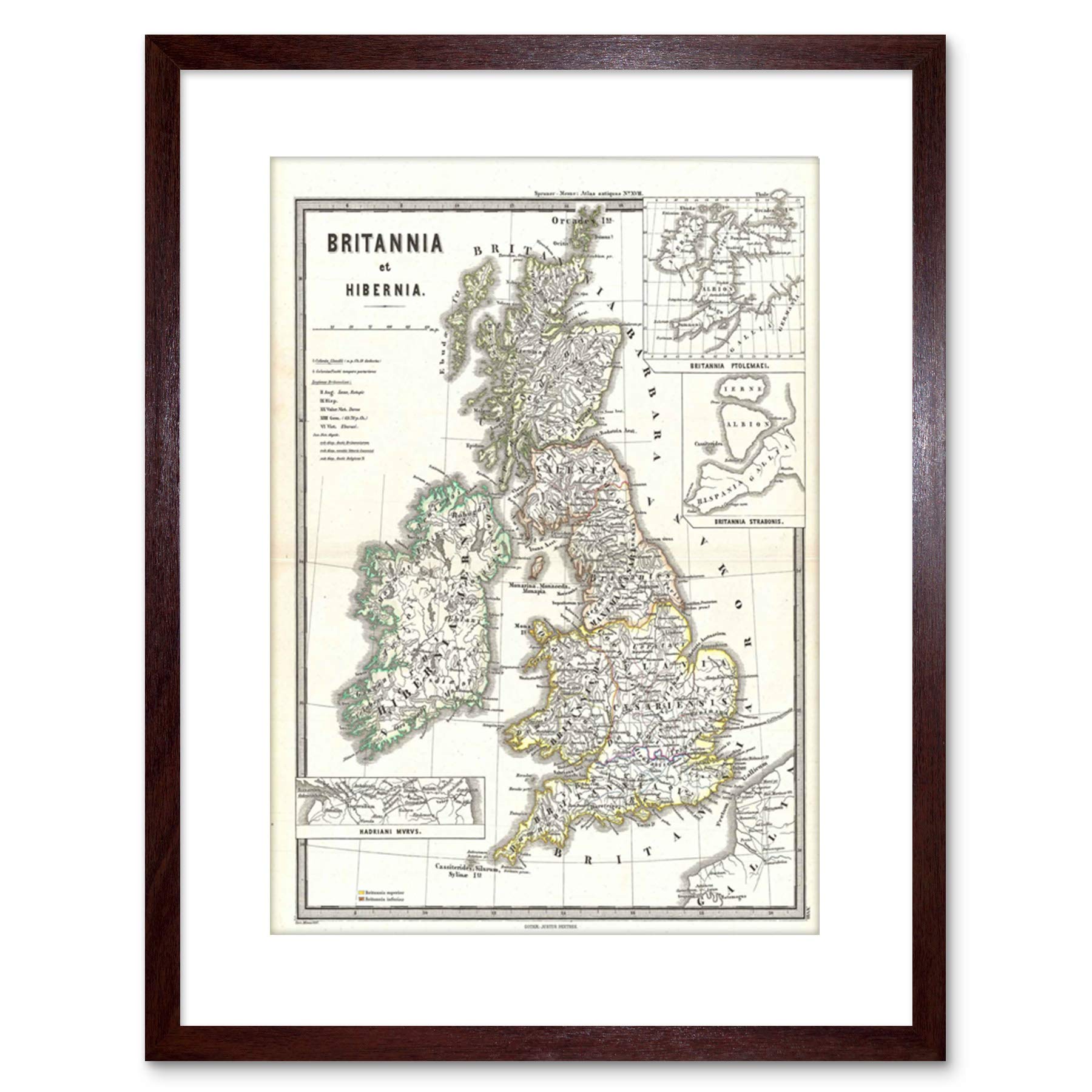 Wee Blue Coo 9x7 '' 1865 SPRUNER MAP ENGLAND SCOTLAND IRELAND FRAMED ART PRINT F97X024 — image 1