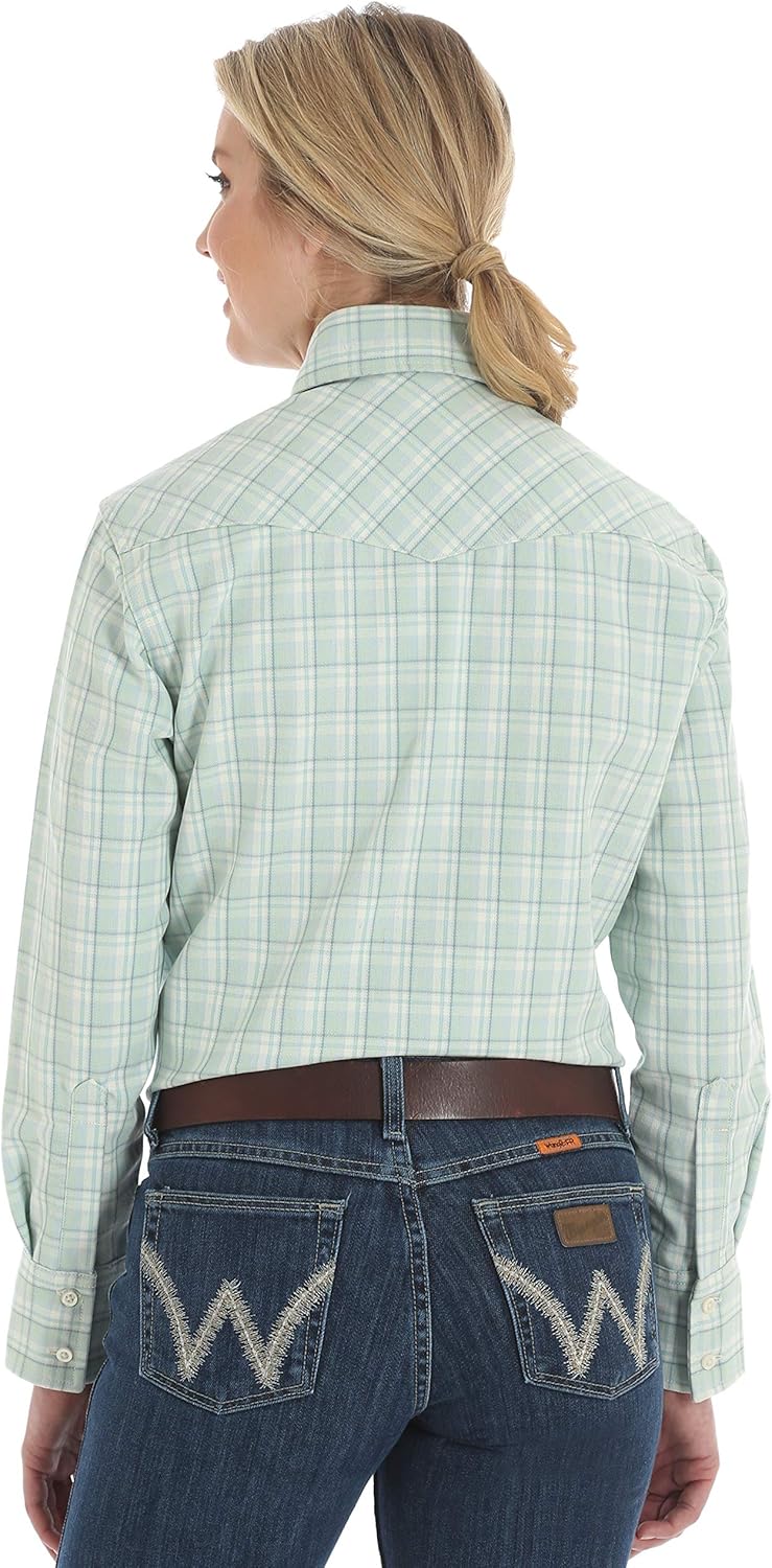 Wrangler Riggs Workwear Women's Fr Flame Resistant Western Long Sleeve Twill Button Work Shirt: Clothing