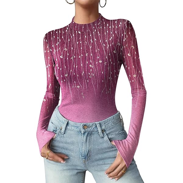 BOENLE Emerald Green Marble Long Sleeve Shirts for Women