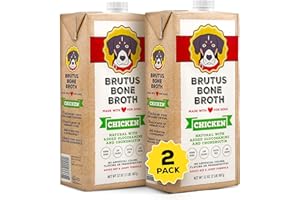 BRUTUS BONE BROTH Brutus Chicken Broth for Dogs - All Natural Chicken Bone Broth for Dogs with Chondroitin Glucosamine Turmeric -Human Grade Dog Food Toppers for Picky Eaters & Dry Food -Tasty & Nutritious