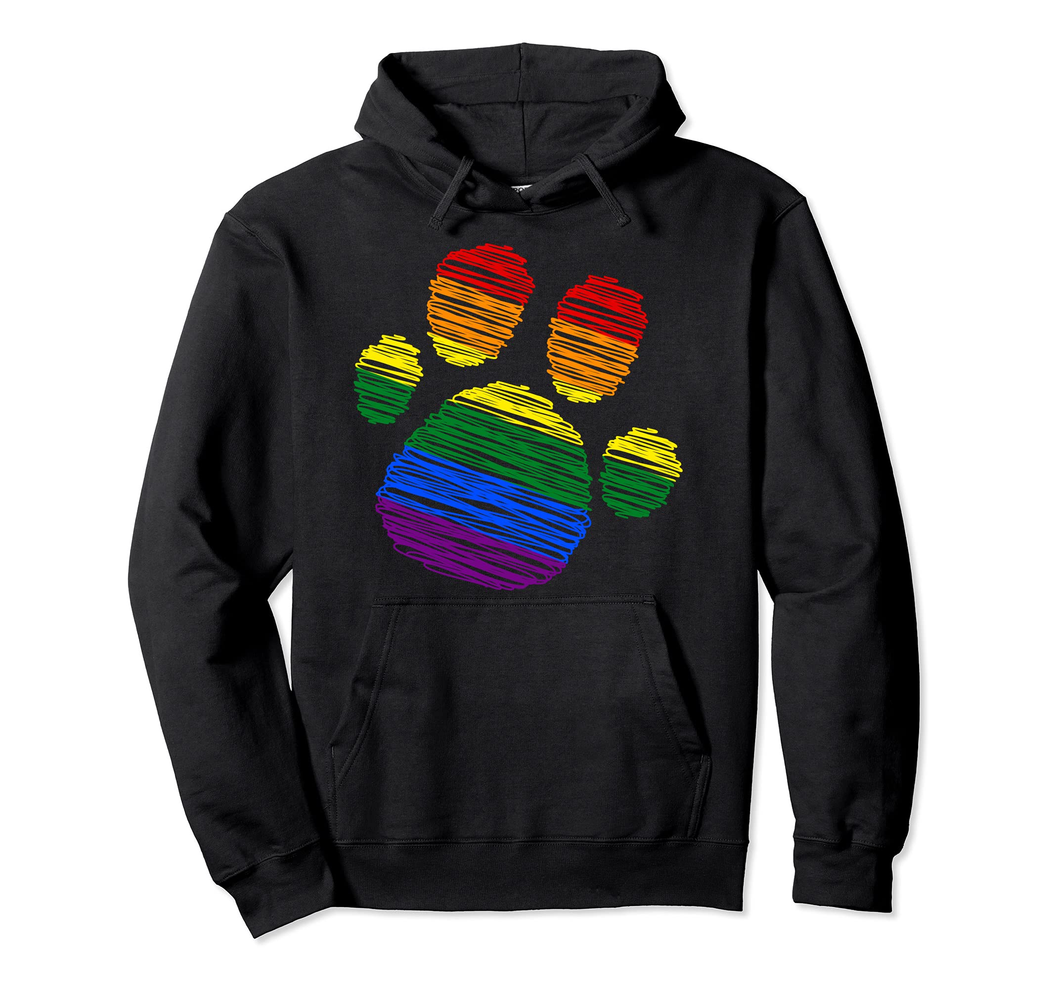 Dog Cat Paw Print Gay Pride LGBT Flag Awareness Funny Pullover Hoodie