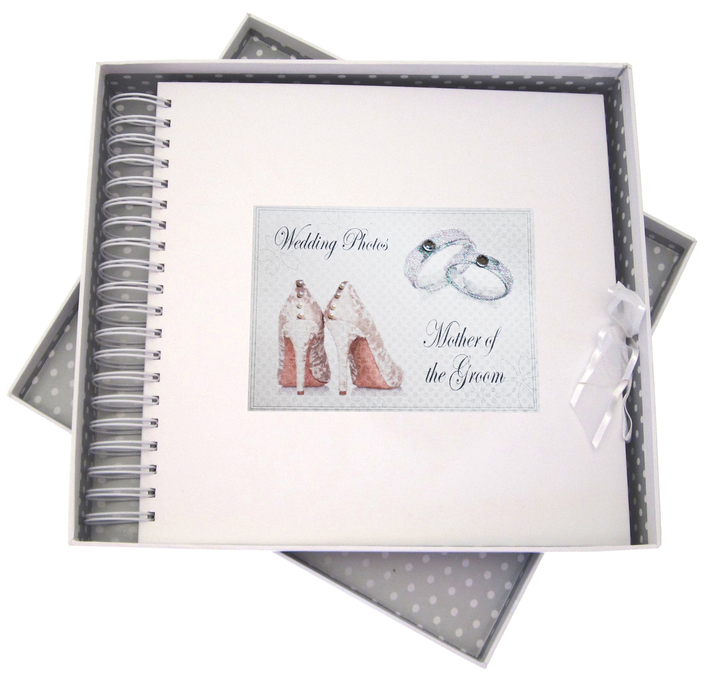 White Cotton Cards Day, Mother of the Groom Card & Memory Book, Shoes and Wedding Rings design, Board, 27 x 30 x 4 cm