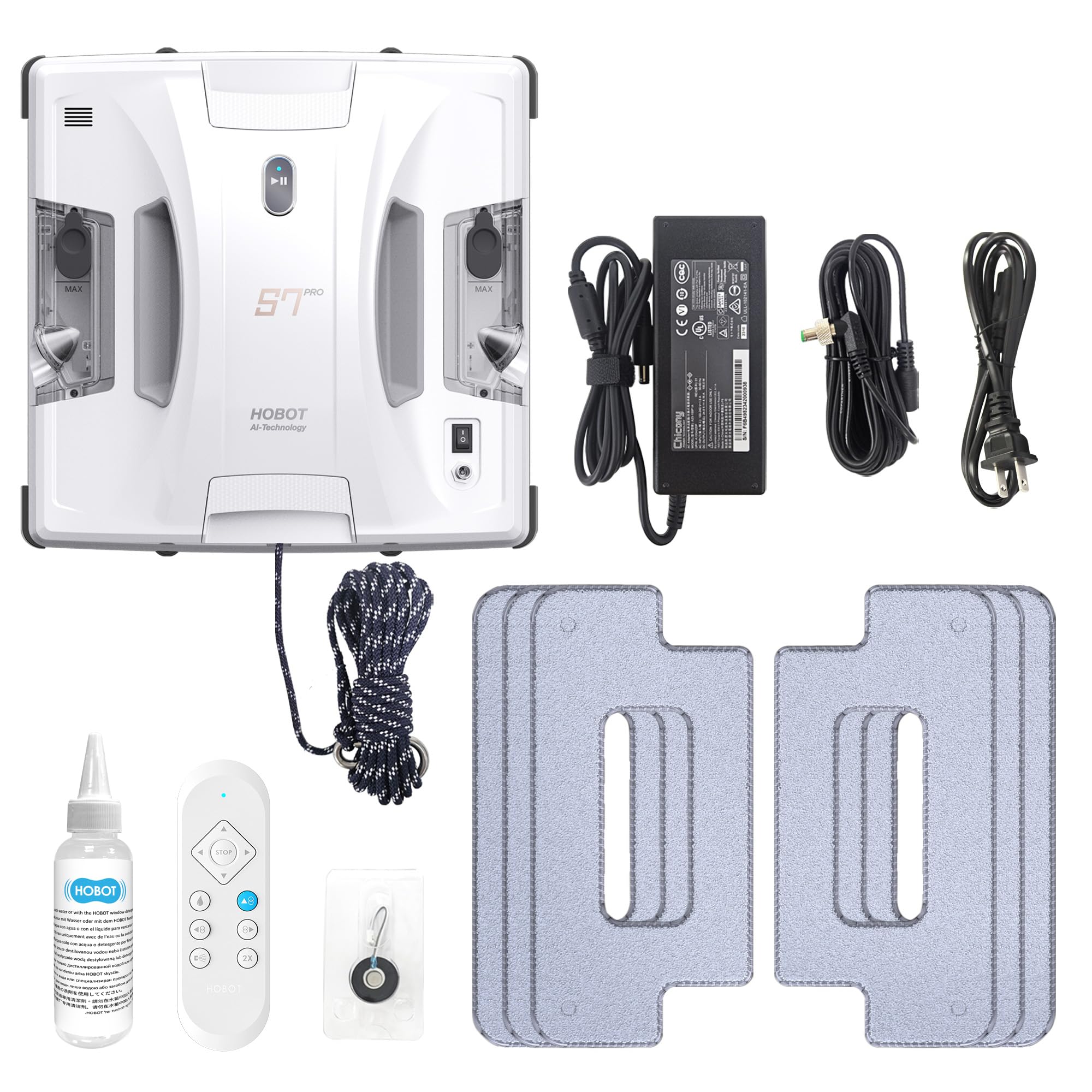 HOBOT S7 Pro Robot de limpieza de ventanas Tec de limpieza manual con fregona dual, pulverizador ultrasónico doble de 15 nm, succión de 4800 Pa, aplicación y control remoto | para vidrio con/sin marco, cualquier espesor, uso en interiores y exteriores