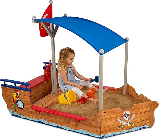 KidKraft- Arenero de madera para niños, diseño de galeón pirata, para jardín y exteriores , Color Multicolor (128): Amazon.es: Hogar