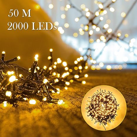 Immagini Luci Natale.Avoalre Catena Luminosa 2000 Leds 50m Stringa Luci Natale 8 Modalita Interno Esterno Impermeabile Led Luci Decorative Per Atmosfera Romantica Camera Festa Nozze Compleanno Natale Bianco Caldo Amazon It Illuminazione