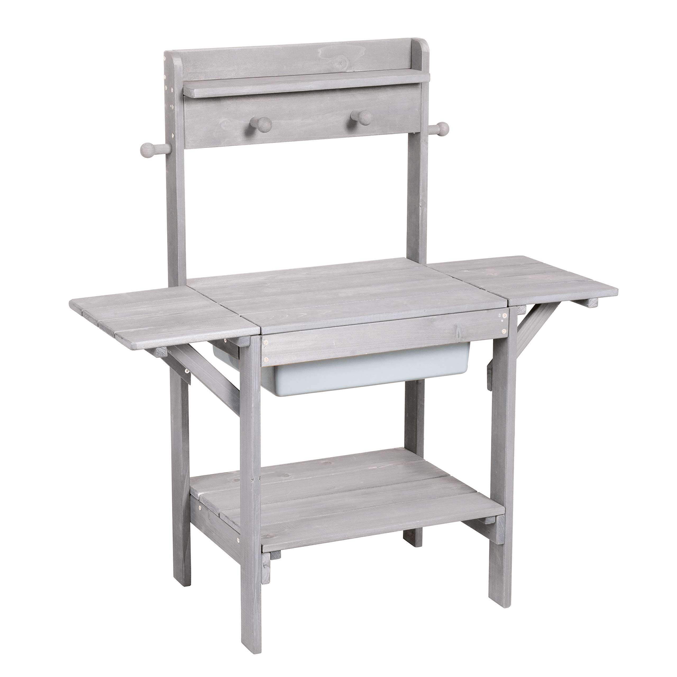 roba Midi mud Kitchen, Children's Outdoor Play Kitchen (Gray, Unisex Babies) Including Plastic Play Tub, Shelves, Hooks & Storage