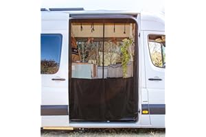 Vanhoxcci Van Bug Screen with Privacy Panel Fit for Mercedes Sprinter 2007-2025 High Roof Side Door Mosquito Net Campervans Flyscreen Mesh, Center Magnetic Closure