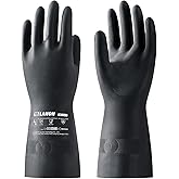 LANON Rubber Chemical Resistant Gloves, Reusable Heavy-duty Safety Work Gloves, Acid & Alkali Protection, Non-Slip, X Large
