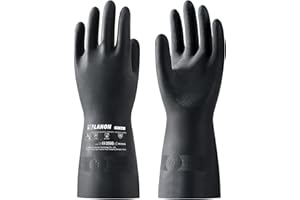 LANON Rubber Chemical Resistant Gloves, Reusable Heavy-duty Safety Work Gloves, Acid & Alkali Protection, Non-Slip, X Large