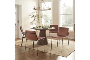 COLAMY PU Leather Dining Chairs Set of 4, Modern Dining Room Kitchen Side Chair with Metal Legs for Home/Living Room/Bedroom/Office, Dark Brown