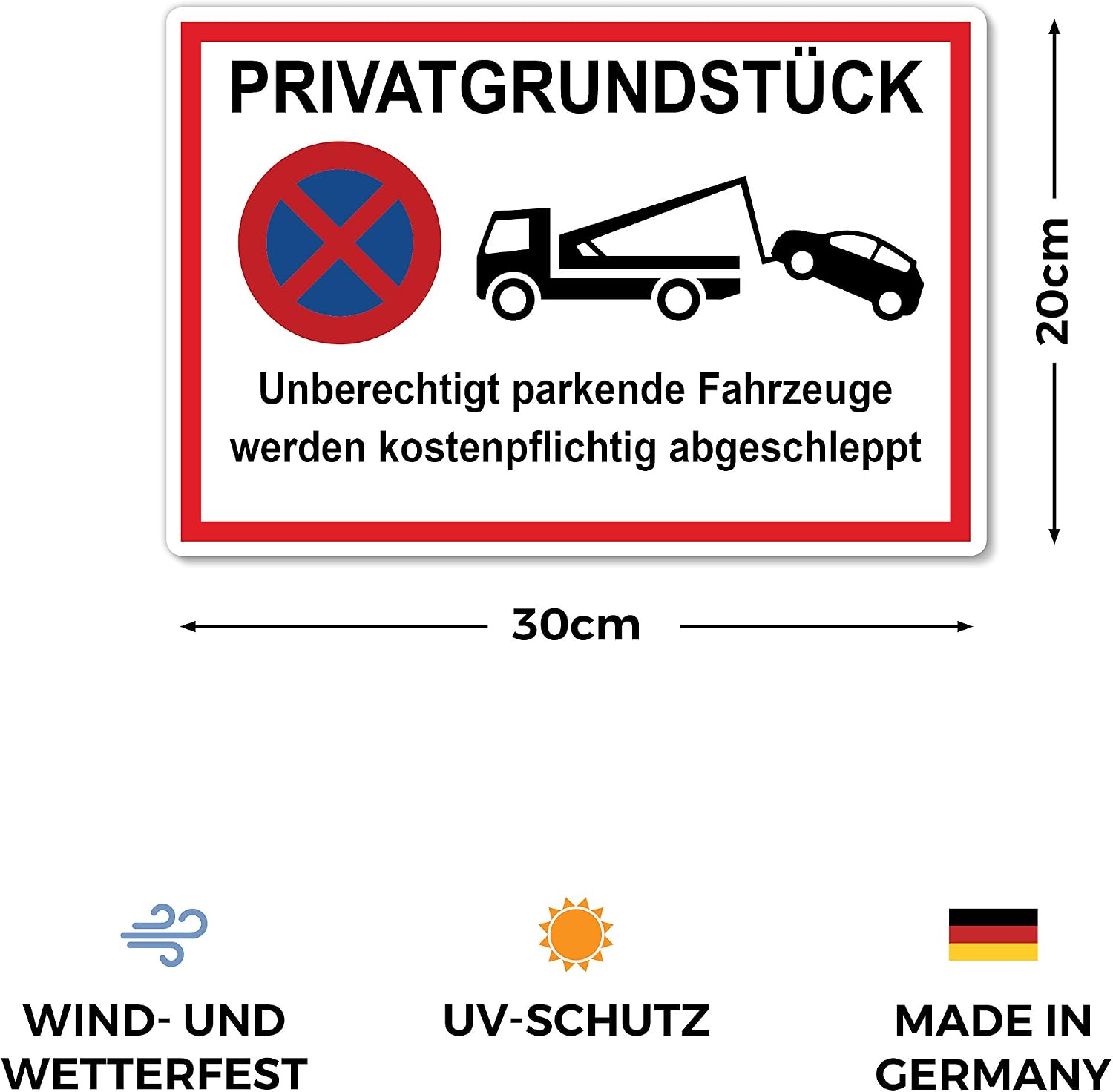 Strobo Privatgrundstück Sign Unauthorised Parking Vehicles Will Be Checked Charged 20 x 30 cm Made of Sturdy PVC Hard Foam Board 3 mm with UV Protection Pack of 2 - Image 4