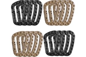 MANESI Tactical Carabiner Keychain -12/15/16 Pack Hard Polymer Carabiners D Rings Light Weight Spring Snap Gear Clip Utility Hooks Backpack Hanging Buckle for Outdoor Travelling Camping