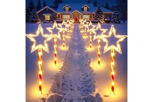 RECHOO 12 Pack Christmas Decorations Outdoor, Twinkling Big Star Solar Christmas Lights with 180 Bright LED and 10 Lighting Modes, Warm White Waterproof Xmas Decor for Pathway Yard