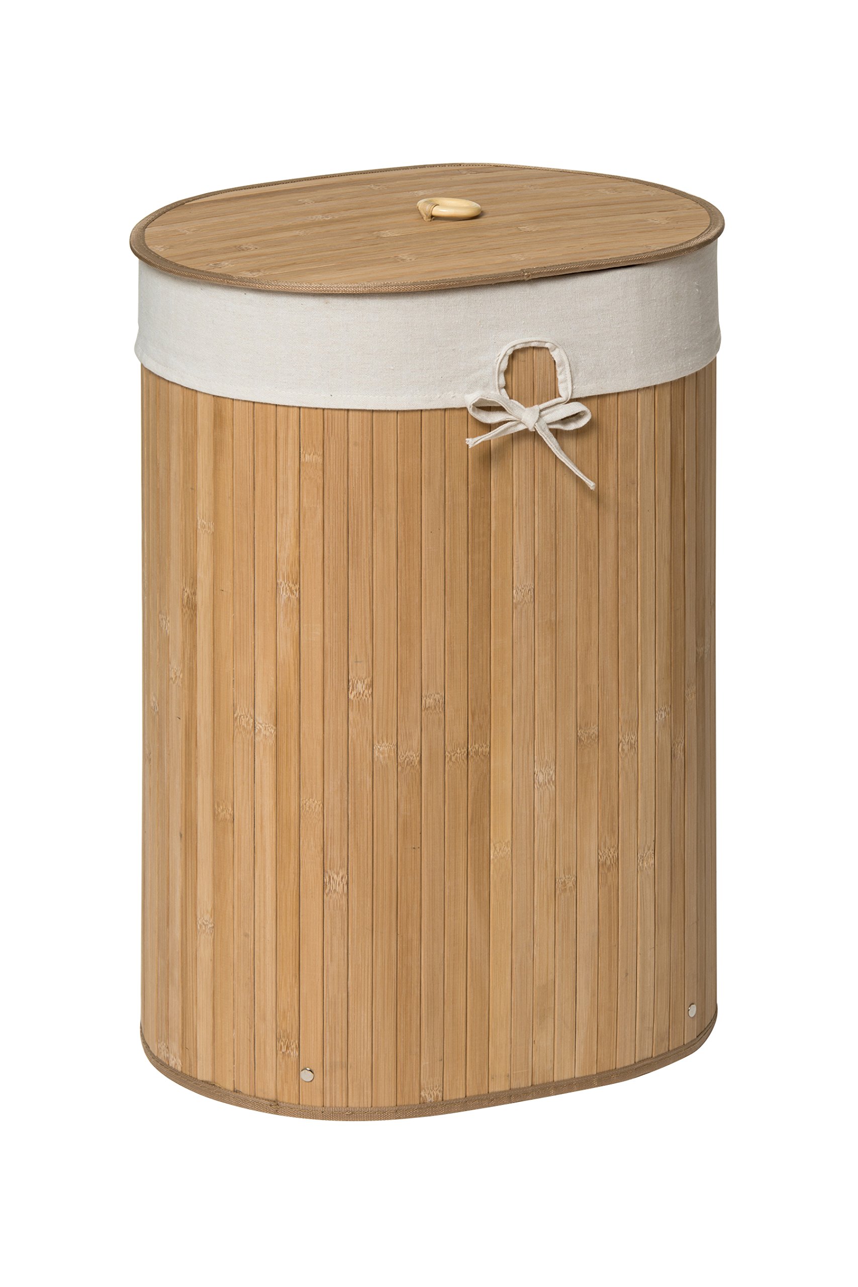 Premier Housewares Kankyo Bamboo Oval Laundry Hamper, Natural