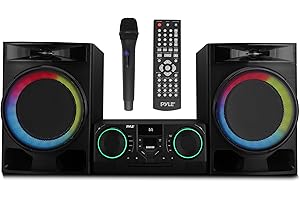 Pyle CD Stereo System with Bluetooth, MP3/DVD/CD Playback, Dual USB Recording CD Player with Speakers, Black Mini Stereo System with Subwoofer, FB Radio, 160W Digital Amplifier & Remote Control