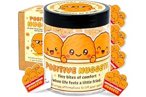 DEARSHINE Emotional Support Nuggets – Chicken Nugget Gifts - 60 Positive Chicken Nuggets Daily Affirmation Cards Jar – Inspirational Gifts for Women - Self Care Gift for Coworkers, Teen Girl, Friends, Boss