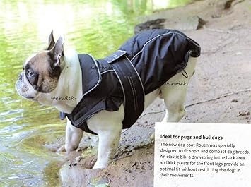 Water Proof Black Dog Coat Designed For Pugs Or French Bulldogs