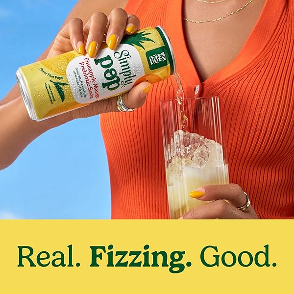 SIMPLY POP PREBIOTIC SODA PINEAPPLE MANGO CANS, 12 FL OZ, 12 PACK