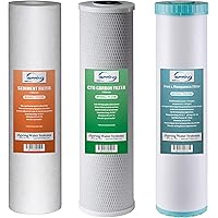 iSpring F3WGB32BM Whole House Water Filter Pack w/ Sediment, Carbon Block, and Iron & Manganese Reducing Cartridges, 4.5” x 2