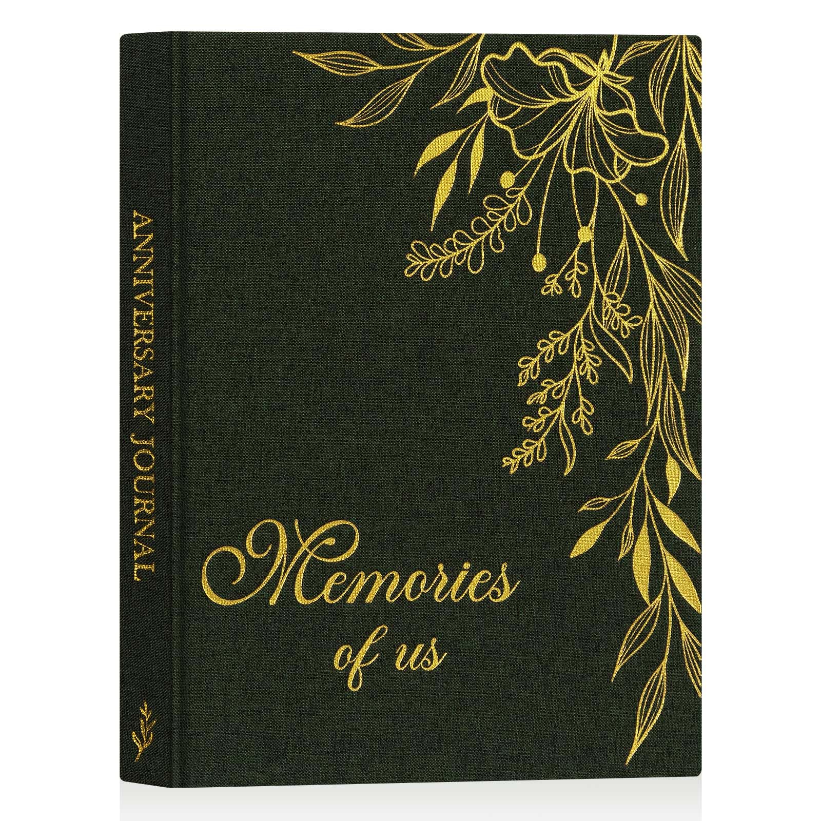 Lanpn Wedding Anniversary Journal Book - Linen First Year to 70th Wedding Scrapbook Notebook Memory Book Photo Album for Couples - Newlywed Marriage Journal Bridal Shower Gifts (Green, 190 Pages)