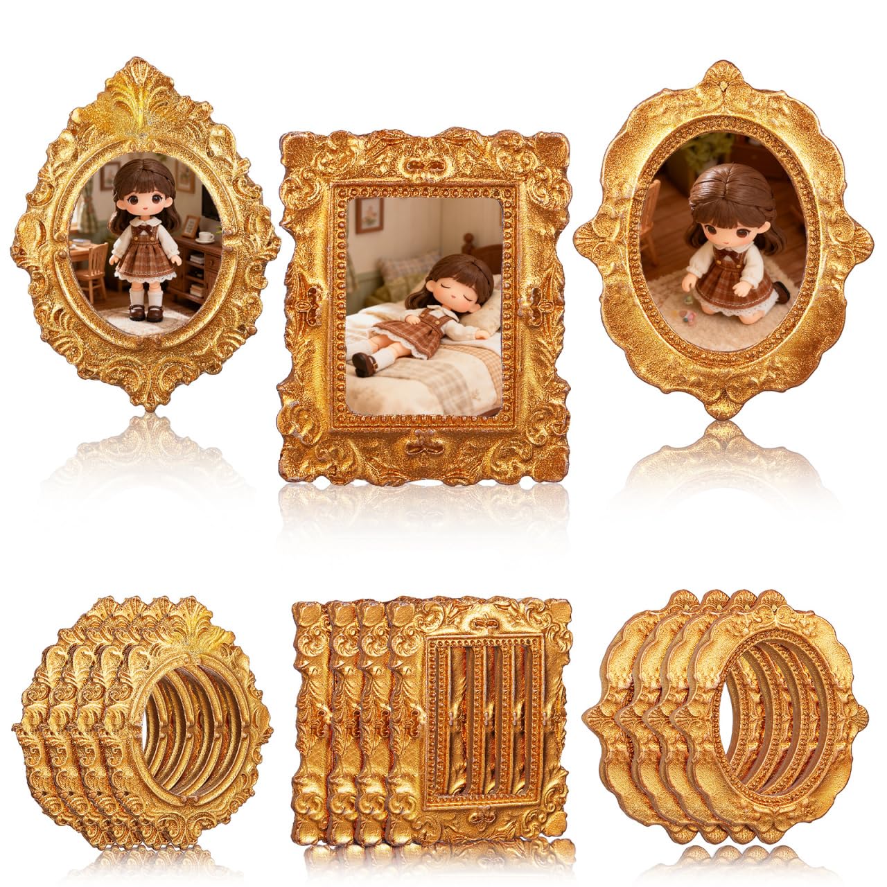 Ciieeo Miniature Photo Frame Accessories 15 Pcs Resin Mini Craft Frames for Dollhouse Decorations Small Picture Display Mini House Decor