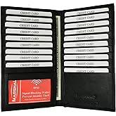 Marshal Bifold Leather RFID Blocking Wallet For Men & Women | Genuine Leather Holder With 19 Slots, 2 Bill Compartments & ID Window For Credit/Debit Cards, Money & More (Black)