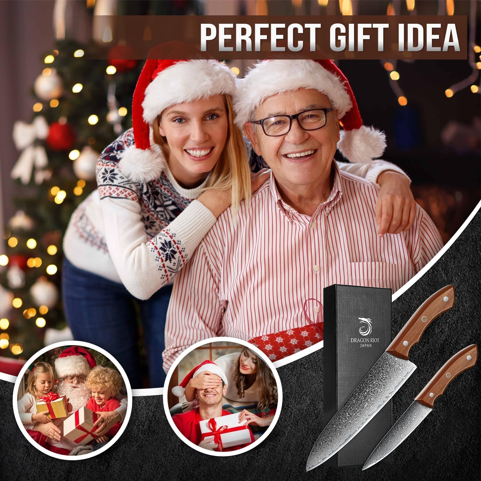 DRAGON RIOT Damastmesser Set, Küchenmesser Set aus 67 Lagen Damaststahl mit Ergonomischer Griff, 2-teilig Messerset Damast, Japanisches Messerset, Scharfes Kochmesser und Gemüsemesser für Küche 6