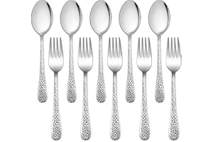 LIANYU 10-Piece Kids Silverware Set, Includes 5 Kid Spoons, 5 Kid Forks, Stainless Steel Toddler Utensils Children Flatware Set, Child Preschooler Cutlery Set, Dishwasher Safe