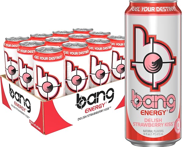 BANG ENERGY DELISH STRAWBERRY KISS, SUGAR-FREE ENERGY DRINK,...