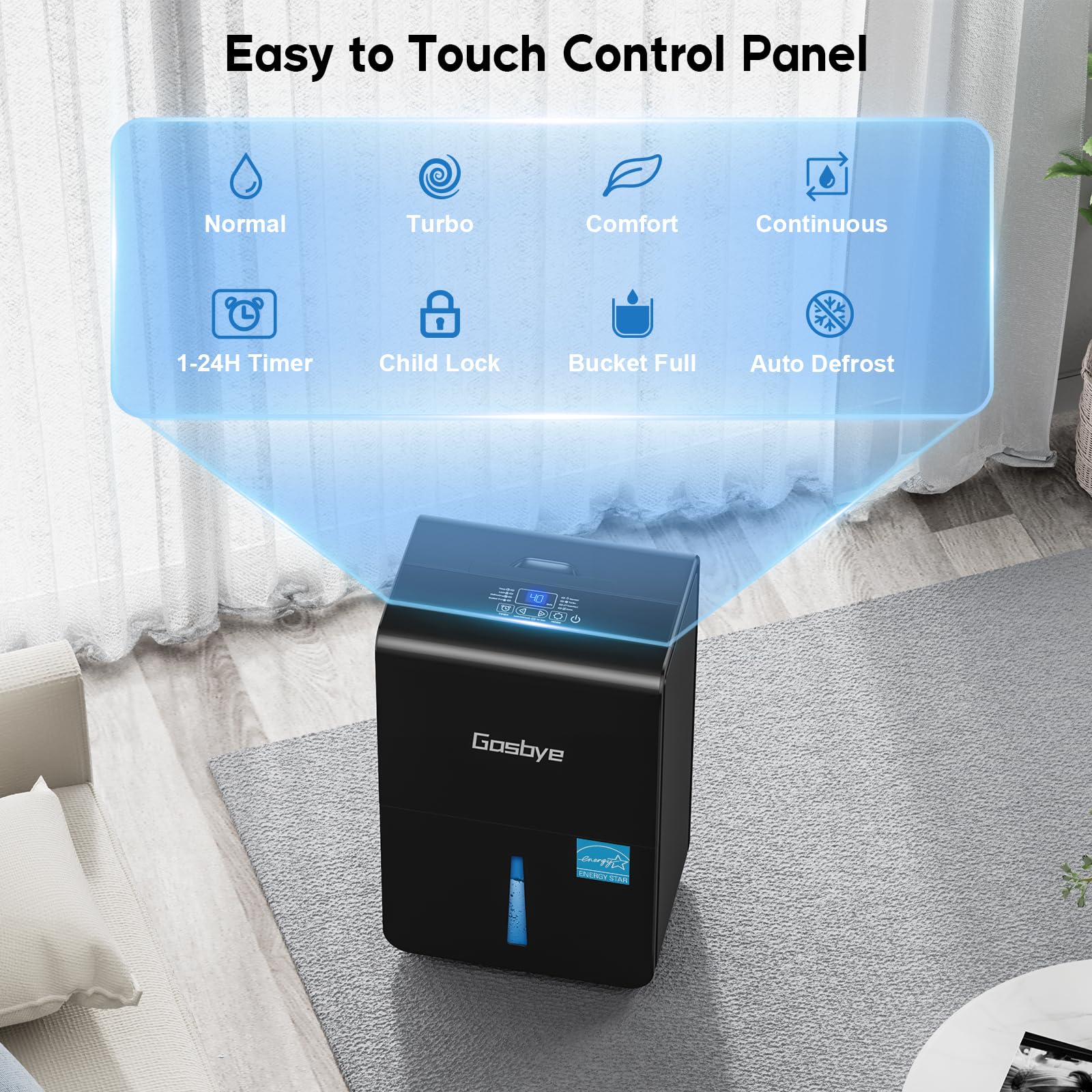 4500 Sq.Ft. Most Efficient Energy Star 2024 Dehumidifier for Basement with Drain Hose, Max 115 Pints/D Dehumidifier for Large Room, [45dB Quiet Compressor], Easy Drainage, Auto-restart, Black