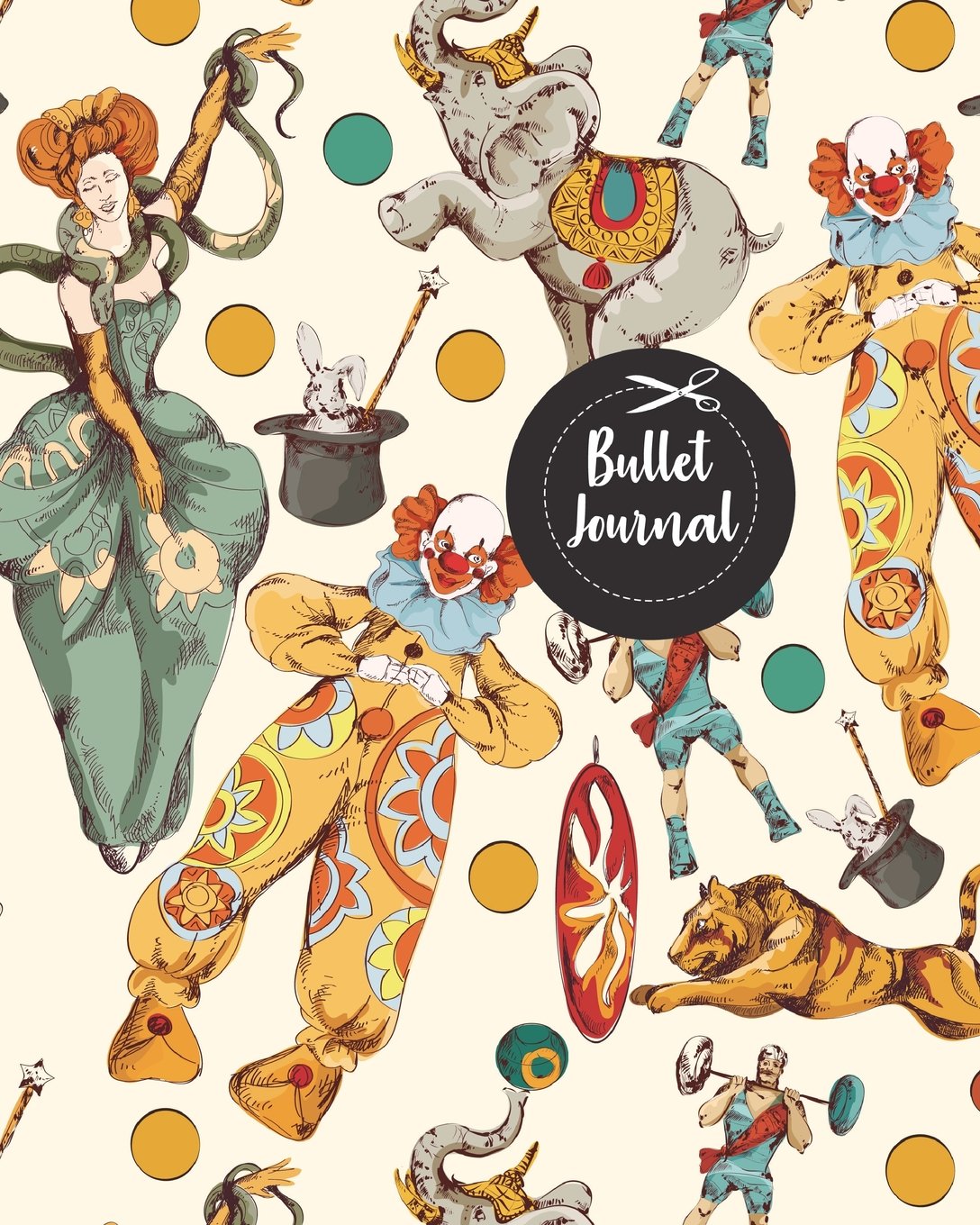 Bullet Journal Colorful Circus Joker Drawing Pattern Notebook Bullet Journal Dotted Grid 1 Pages 8 X 10 Journal J P Amazon Com Books