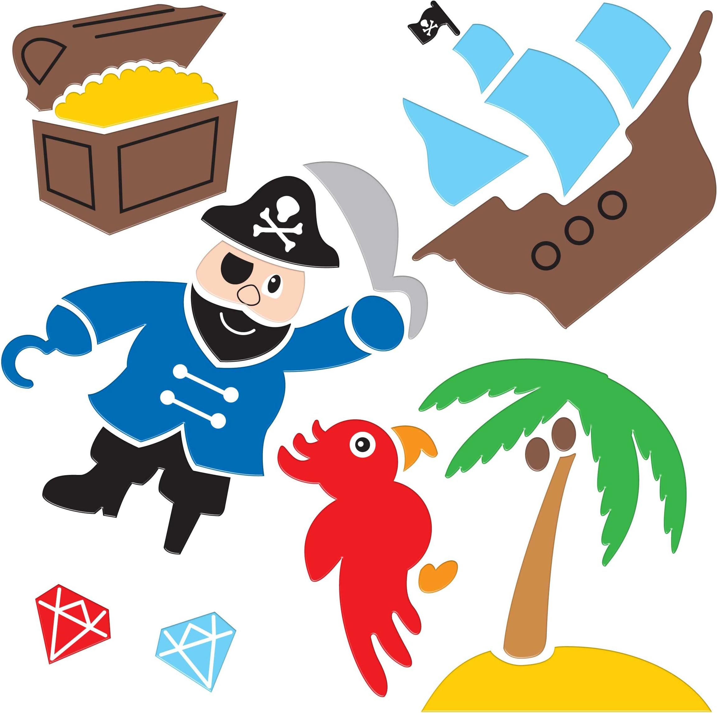 Gel Art Pirates Window Decorations - Medium sized pack of 3D Printed Gels that stick to windows & mirrors etc