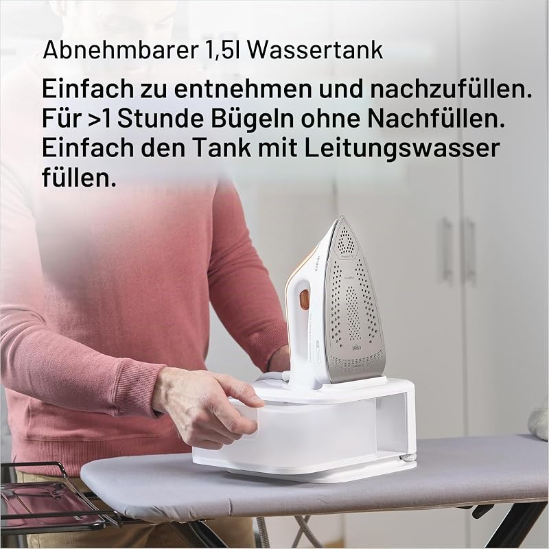CareStyle Compact Pro IS 2561 WH Dampfbügelstation, Dampfbügeleisen mit FreeGlide 3D Bügelsohle, Vertikaldampf, 2400W, Pumpendruck 6 bar, Dampfstoß 400 g/min, großer 1,5l Wassertank, Weiß/Orange