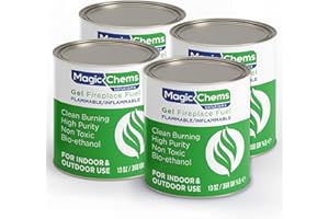 MAGIC CHEMS Bioethanol Gel Fuel Cans for Fire Bowl and Fireplace (4 x 13oz.) Burning Gel Fireplace Fuel Cans for Indoor and Outdoor Use (4 Pack 1472gr)
