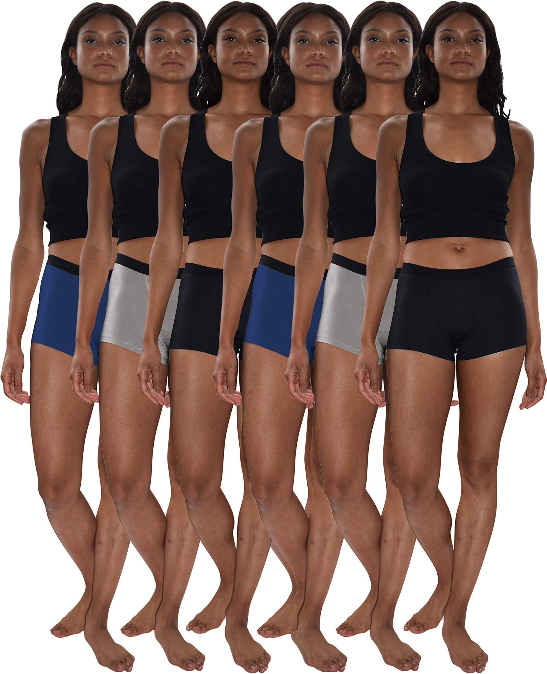 Women's 6 Pack Modern Active Boy Short Boxer Brief Panties